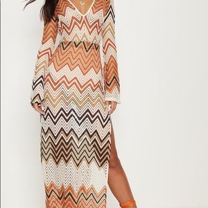BNWT Burnt Orange Chevron Print Lace Maxi Dress
